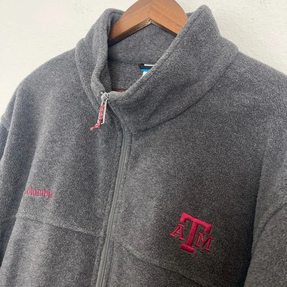 Columbia Texas A&M Aggies Full Zip Fleece Jacket Gray 2XL NCAA